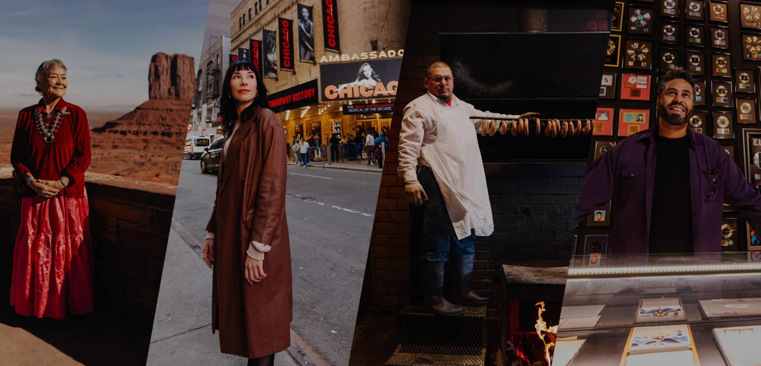 Tourists visiting iconic U.S. landmarks and cultural sites.