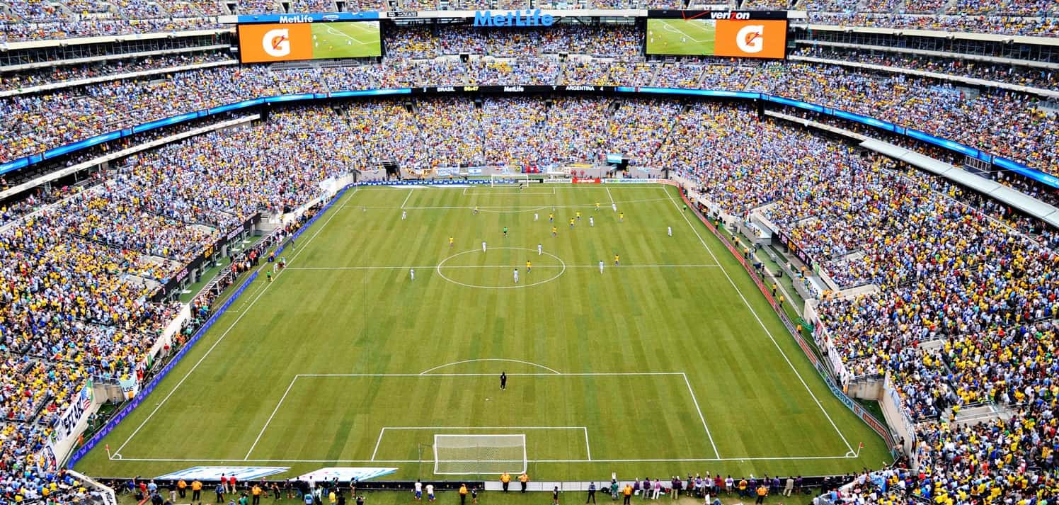 Crowd at a FIFA World Cup stadium during a match.